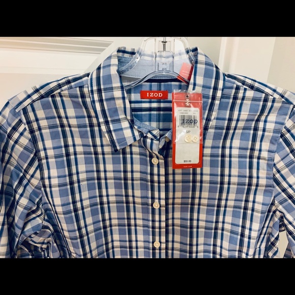 NEW Izod Golf Women S Plaid Button Roll Tab Shirt - Picture 3 of 8